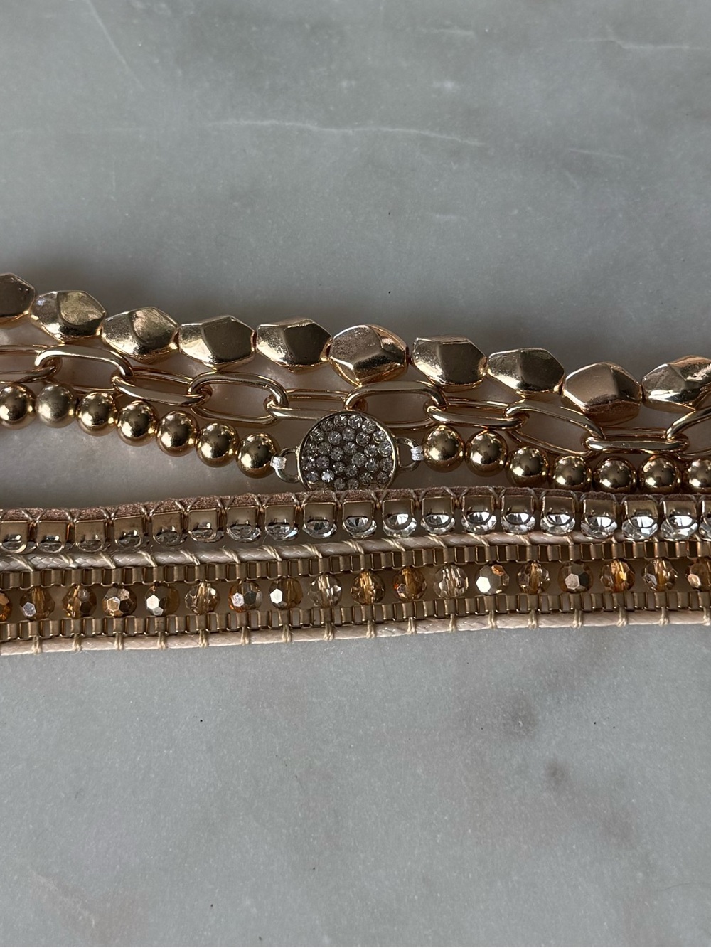 Victoria Emerson Gold and Crystal Multi-Row Stack Bracelet Set NWOT - Picture 3 of 4